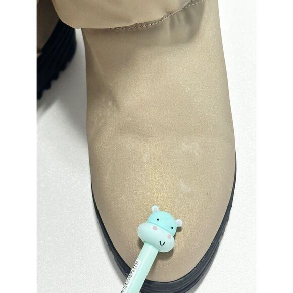 AJ Valenci Icicle Round Toe Mid Calf High Faux Fur Collar Zip Winter Boots Tan 7 - Picture 9 of 16